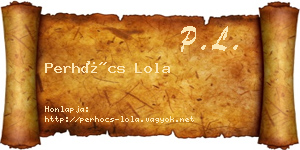 Perhócs Lola névjegykártya